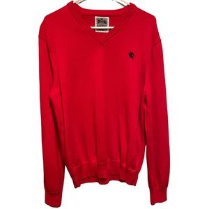 Express Men’s Red Cotton V-Neck Sweater.  Size L